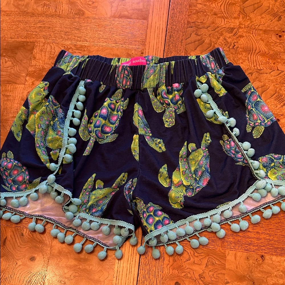 Simply Southern shorts with turtles and fringe Size S/M